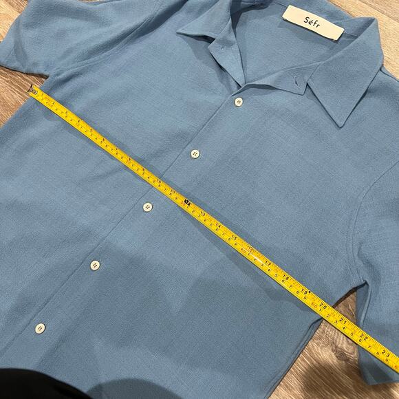 Séfr Men Blue Button Down Shirt Size Medium - Picture 3 of 6